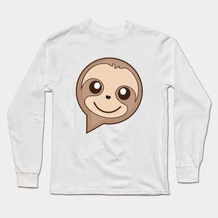 Cute Sloth Cartoon Character in Speech Bubble Long Sleeve T-Shirt